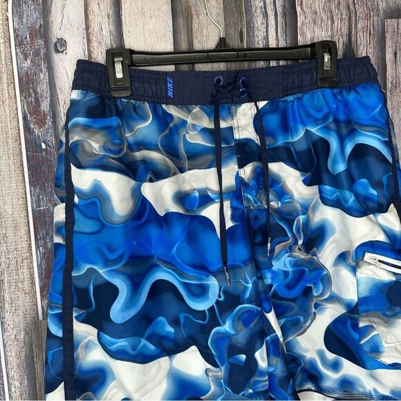 Nike Blue and White Men's Swim Trunks - Picture 3 of 9